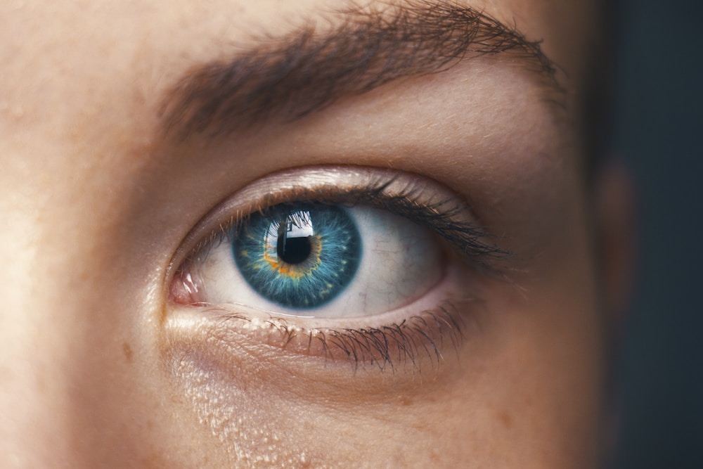 A close-up of a human eye