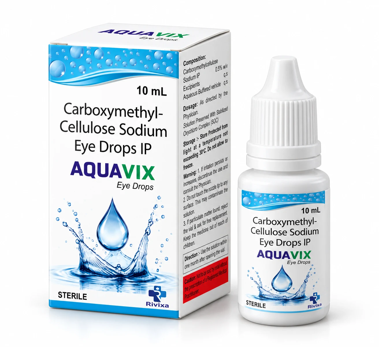 AQUAVIX eye drops — illustrative carton and bottle presentation
