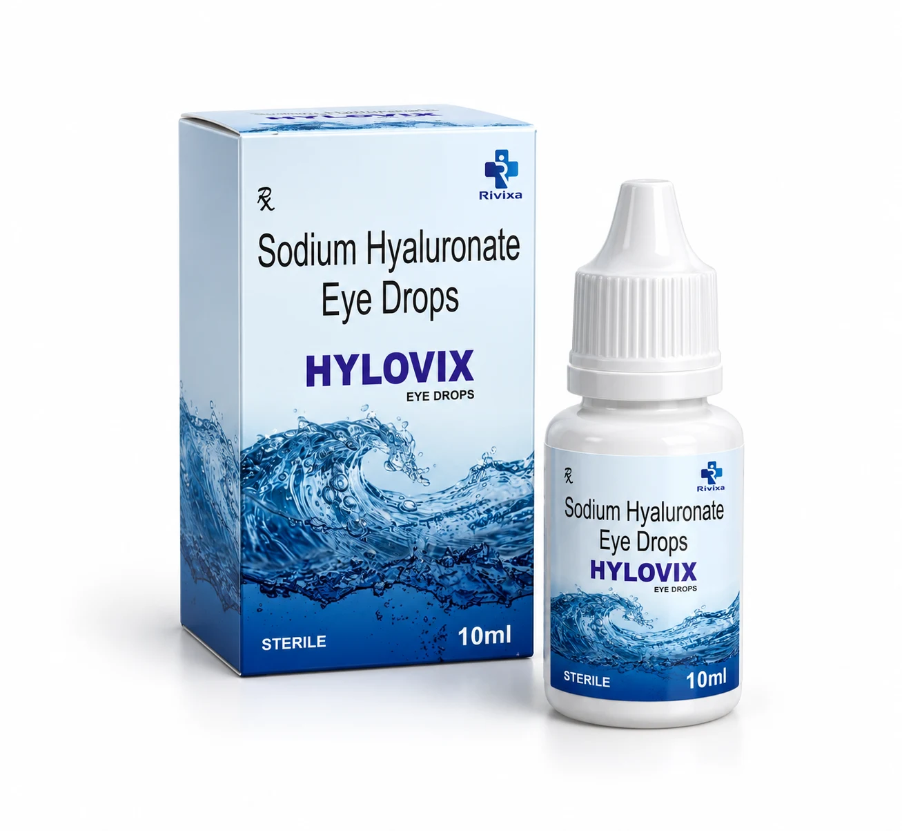 HYLOVIX eye drops — illustrative carton and bottle presentation